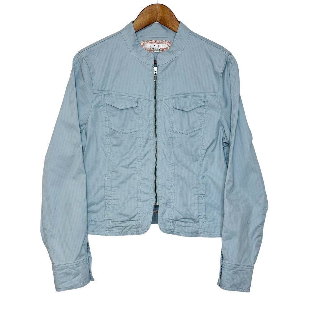 Cabi Dobby Twill Moto Jacket Blue 925 Size Large